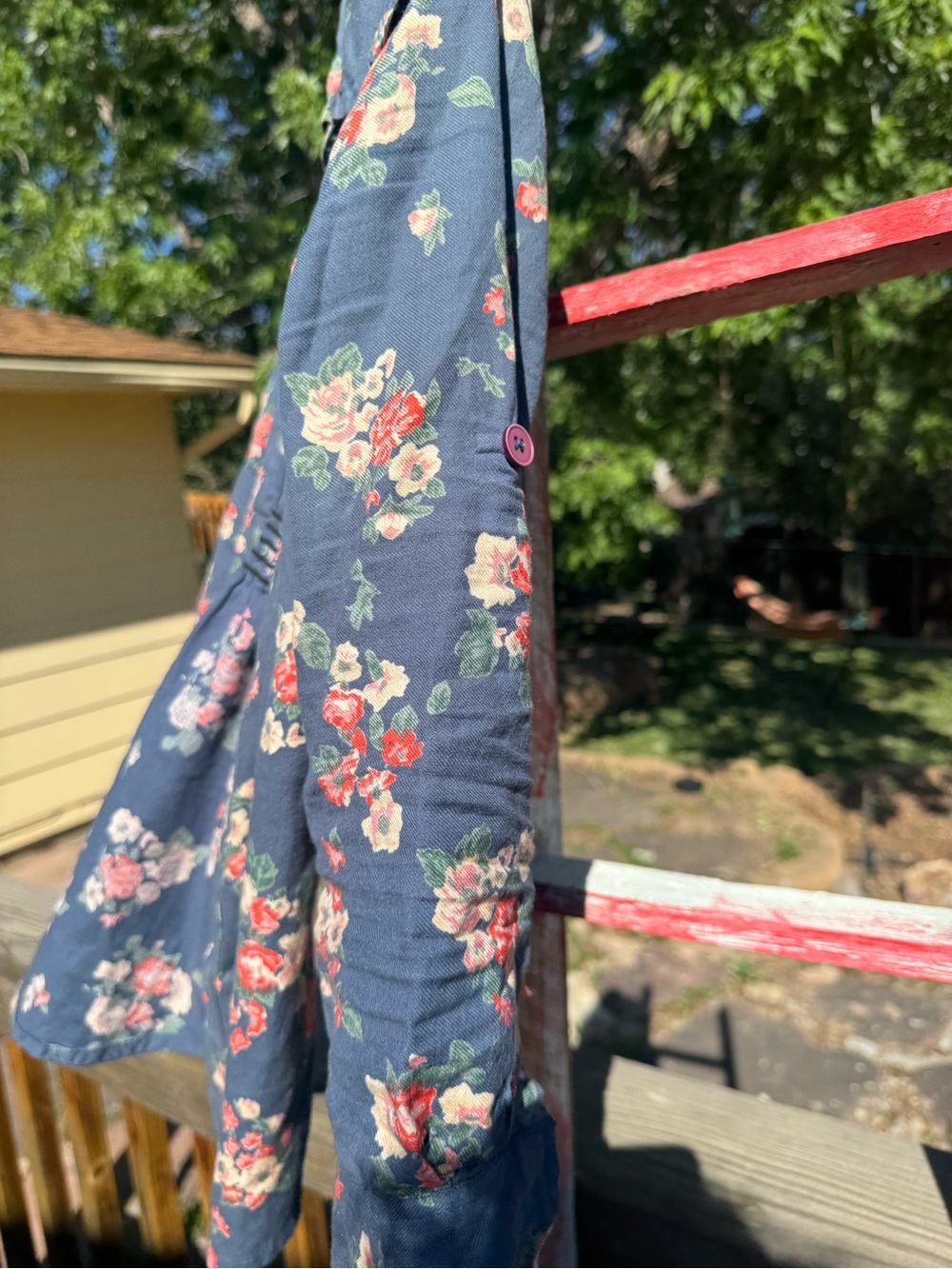 Billabong Navy Floral Button Down - Picture 3 of 7